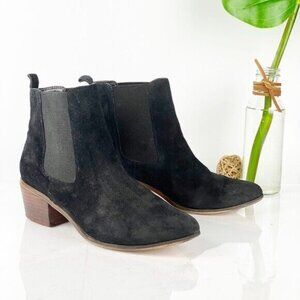 Topshop Womens Chelsea Boot Size 9 Black Suede Block Heel Pull On Bootie